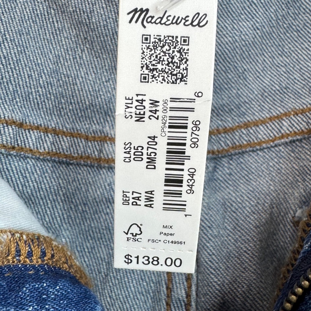 Madewell Womens Mid-Rise Perfect Vintage Ainsdale Wash Jeans Knee-Rip Plus 24W - Picture 6 of 16